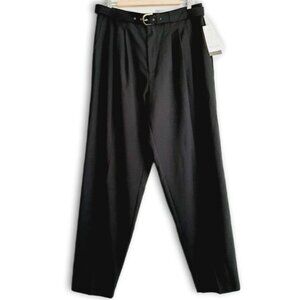 TWO ROADS | Vintage Trousers High Waist Pleats Dress Pants Belt Black Neutral L
